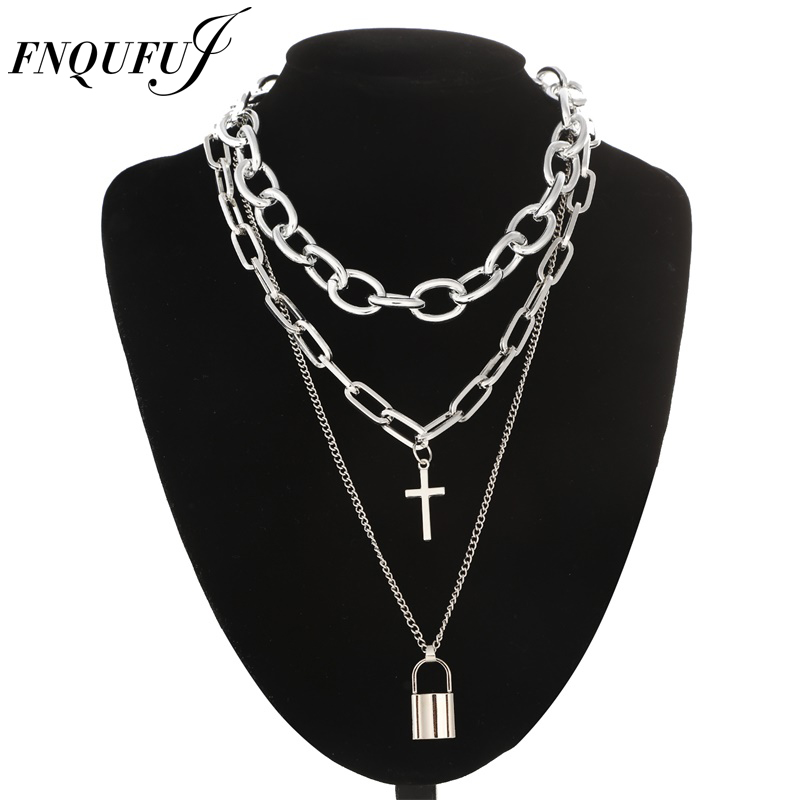 Men Accessories Neck Chain - Katmanlı grunge estetik takı vintage punk