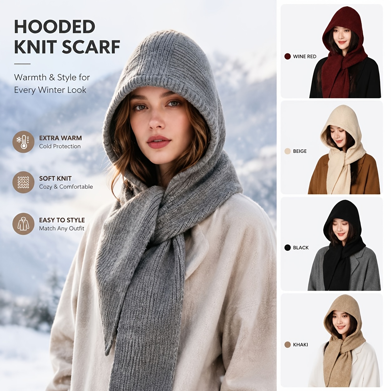 Men Accessories All - Kadın Erkek Kapüşonlu Eşarp Hepsi Bir
