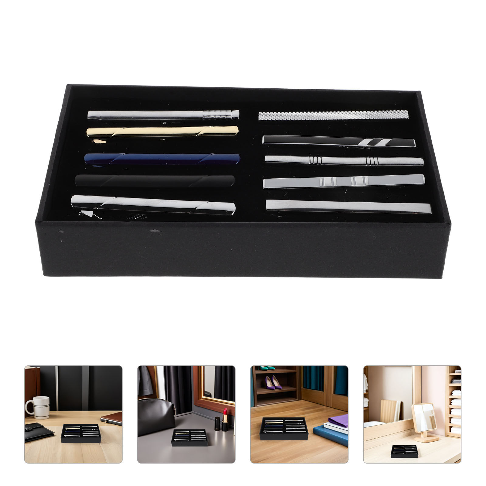 Neck Tie Set Box - 10 Adet Kravat Klipsi Seti, Şık