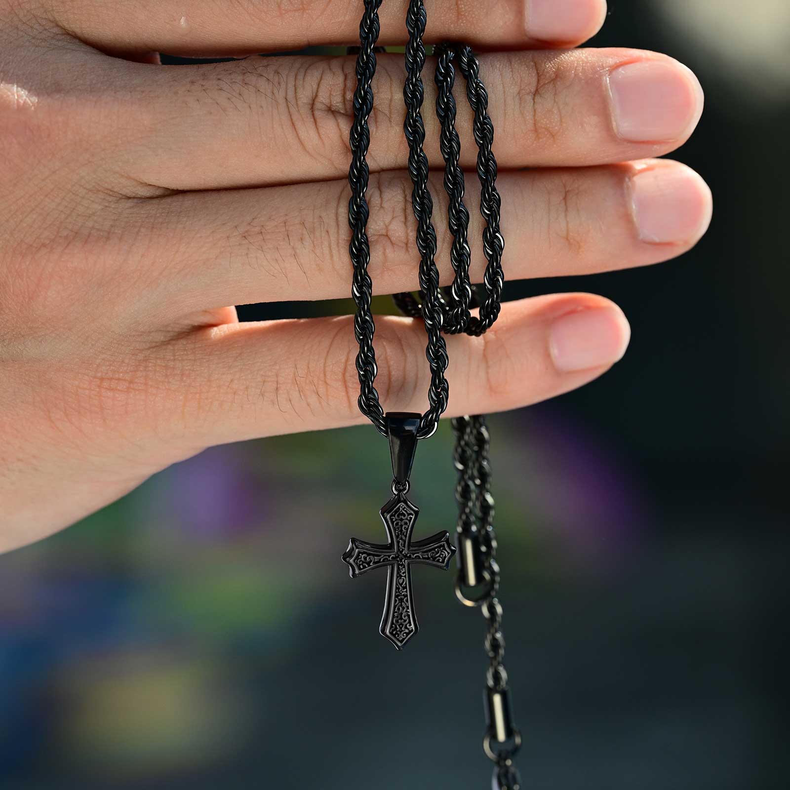 Men Accessories Neck Chain - Vnox Erkek Çapraz Kolye Paslanmaz Çelik